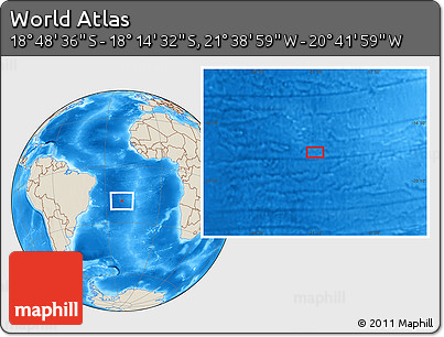 Shaded Relief Location Map of the Area around 18° 31' 34" S, 21° 10' 29" W