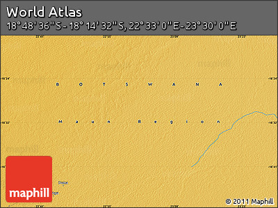Physical Map of the Area around 18° 31' 34" S, 23° 1' 29" E