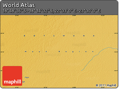 Physical Map of the Area around 18° 31' 34" S, 23° 1' 29" E