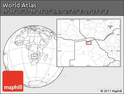 Blank Location Map of the Area around 18° 31' 34" S, 23° 52' 30" E