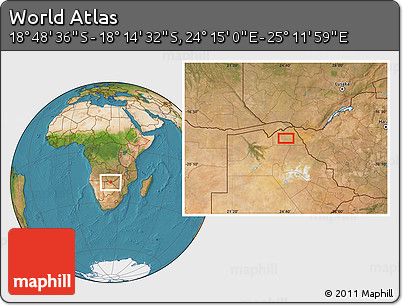 Satellite Location Map of the Area around 18° 31' 34" S, 24° 43' 30" E