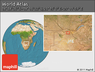 Satellite Location Map of the Area around 18° 31' 34" S, 24° 43' 30" E