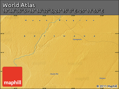 Physical Map of the Area around 18° 31' 34" S, 24° 43' 30" E