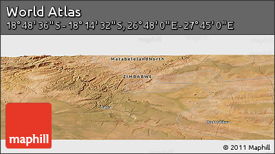 Satellite Panoramic Map of the Area around 18° 31' 34" S, 27° 16' 29" E