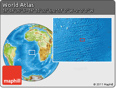 Physical Location Map of the Area around 18° 31' 34" S, 2° 28' 30" W
