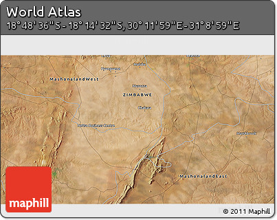 Satellite 3D Map of the Area around 18° 31' 34" S, 30° 40' 29" E