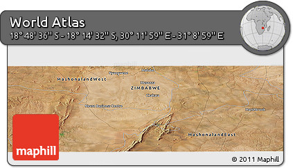 Satellite Panoramic Map of the Area around 18° 31' 34" S, 30° 40' 29" E