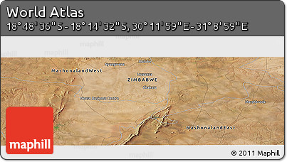 Satellite Panoramic Map of the Area around 18° 31' 34" S, 30° 40' 29" E