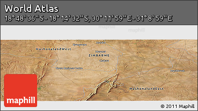Satellite Panoramic Map of the Area around 18° 31' 34" S, 30° 40' 29" E