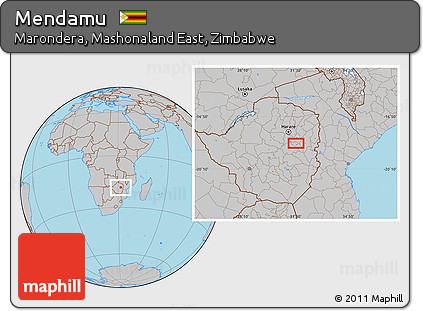 Gray Location Map of Mendamu