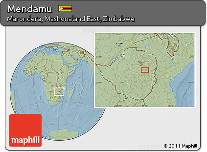 Savanna Style Location Map of Mendamu, hill shading