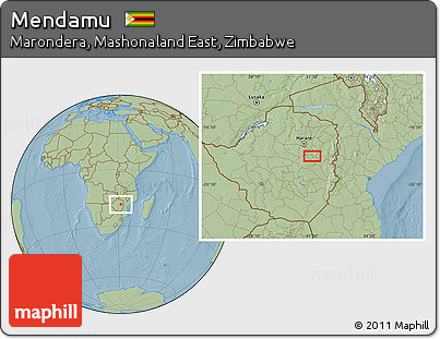 Savanna Style Location Map of Mendamu, hill shading
