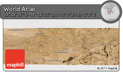 Satellite Panoramic Map of the Area around 18° 31' 34" S, 31° 31' 29" E