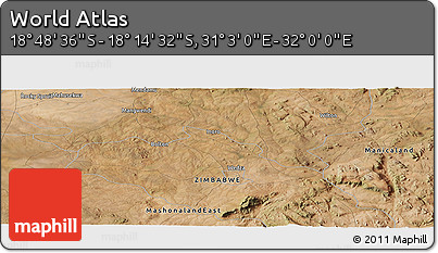 Satellite Panoramic Map of the Area around 18° 31' 34" S, 31° 31' 29" E