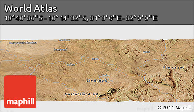 Satellite Panoramic Map of the Area around 18° 31' 34" S, 31° 31' 29" E