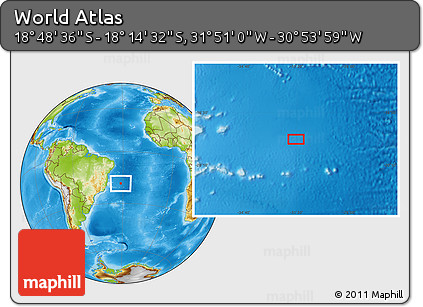Physical Location Map of the Area around 18° 31' 34" S, 31° 22' 30" W