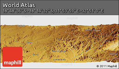 Physical Panoramic Map of the Area around 18° 31' 34" S, 32° 22' 30" E
