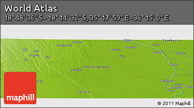 Physical Panoramic Map of the Area around 18° 31' 34" S, 35° 46' 29" E