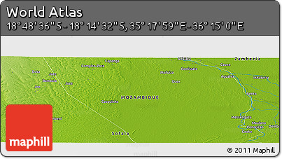 Physical Panoramic Map of the Area around 18° 31' 34" S, 35° 46' 29" E