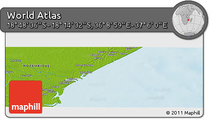 Physical Panoramic Map of the Area around 18° 31' 34" S, 36° 37' 30" E