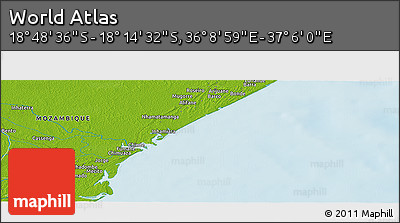 Physical Panoramic Map of the Area around 18° 31' 34" S, 36° 37' 30" E