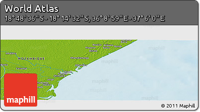 Physical Panoramic Map of the Area around 18° 31' 34" S, 36° 37' 30" E