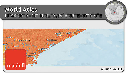 Political Panoramic Map of the Area around 18° 31' 34" S, 36° 37' 30" E