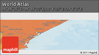 Political Panoramic Map of the Area around 18° 31' 34" S, 36° 37' 30" E