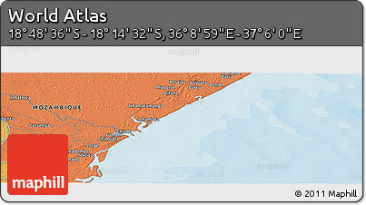 Political Panoramic Map of the Area around 18° 31' 34" S, 36° 37' 30" E