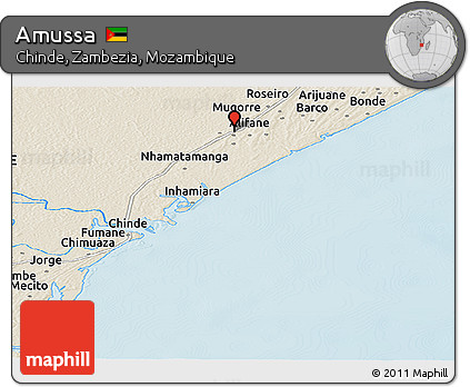 Shaded Relief Panoramic Map of Amussa