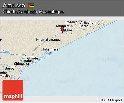 Shaded Relief Panoramic Map of Amussa