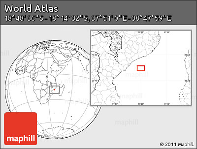 Blank Location Map of the Area around 18° 31' 34" S, 38° 19' 30" E