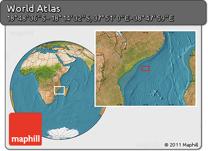 Satellite Location Map of the Area around 18° 31' 34" S, 38° 19' 30" E