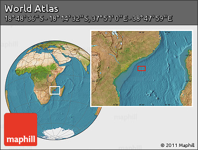 Satellite Location Map of the Area around 18° 31' 34" S, 38° 19' 30" E