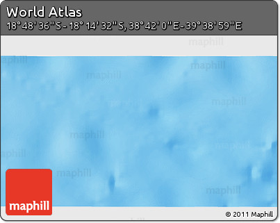 Shaded Relief 3D Map of the Area around 18° 31' 34" S, 39° 10' 29" E
