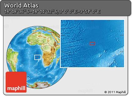 Physical Location Map of the Area around 18° 31' 34" S, 3° 28' 30" E