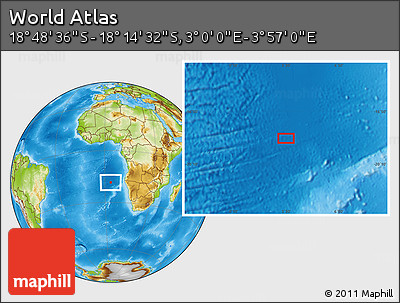 Physical Location Map of the Area around 18° 31' 34" S, 3° 28' 30" E