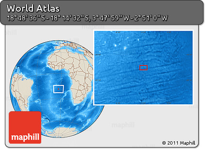Shaded Relief Location Map of the Area around 18° 31' 34" S, 3° 19' 30" W