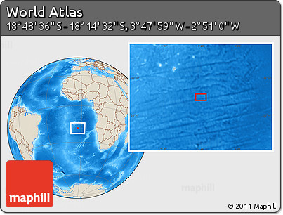 Shaded Relief Location Map of the Area around 18° 31' 34" S, 3° 19' 30" W