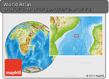 Physical Location Map of the Area around 18° 31' 34" S, 40° 1' 29" E