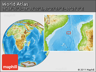 Physical Location Map of the Area around 18° 31' 34" S, 40° 52' 30" E
