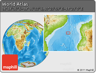 Physical Location Map of the Area around 18° 31' 34" S, 40° 52' 30" E