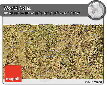 Satellite 3D Map of the Area around 18° 31' 34" S, 41° 34' 30" W