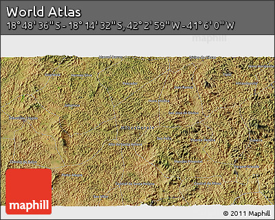 Satellite 3D Map of the Area around 18° 31' 34" S, 41° 34' 30" W