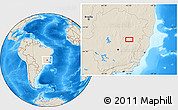 Shaded Relief Location Map of the area around 18° 31' 34" S, 42° 25' 29" W