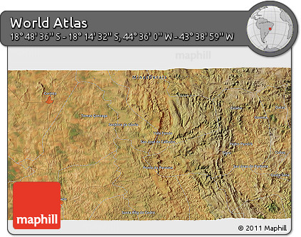 Satellite 3D Map of the Area around 18° 31' 34" S, 44° 7' 30" W