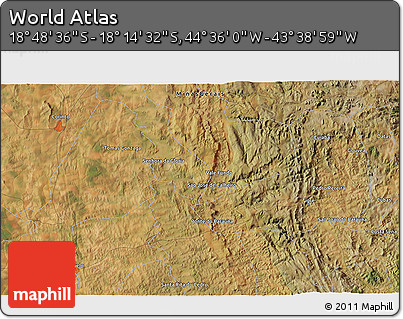 Satellite 3D Map of the Area around 18° 31' 34" S, 44° 7' 30" W