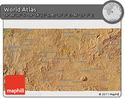 Satellite 3D Map of the Area around 18° 31' 34" S, 45° 58' 30" E