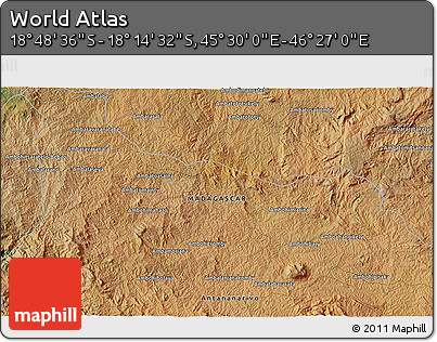 Satellite 3D Map of the Area around 18° 31' 34" S, 45° 58' 30" E