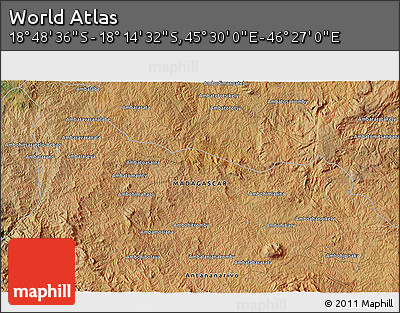 Satellite 3D Map of the Area around 18° 31' 34" S, 45° 58' 30" E